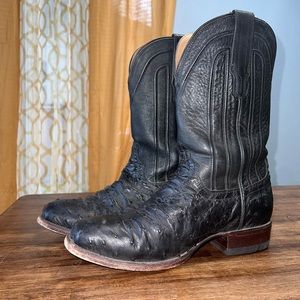 “The Carter” Tecovas Black Ostrich Boots